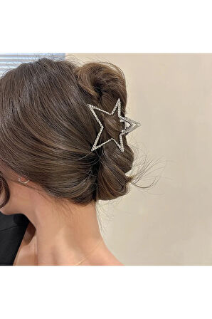 Kadın Yıldız Model Yüksek Kalite Kararmaz 6 Cm Metal Toka