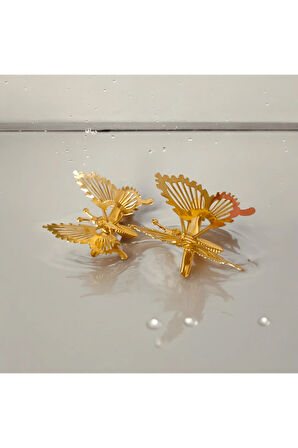 Kadın Altın Kelebek Şeklinde 5 Cm 2 Adet Pens Saç Tokası