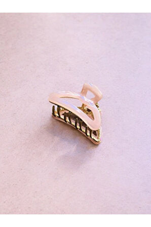 Kadın Minik Altın Detaylı 4 Cm Kemik Mandal Toka