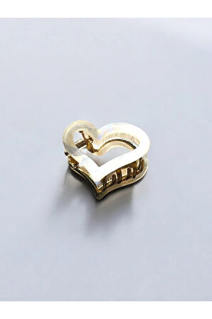 Kadın Minik Altın Detaylı 4 Cm Kemik Mandal Toka