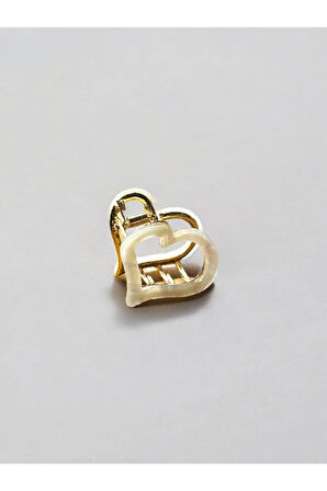 Kadın Minik Altın Detaylı 4 Cm Kemik Mandal Toka