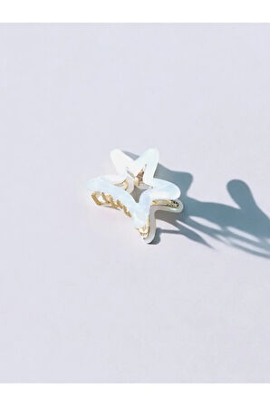 Kadın Minik Altın Detaylı 4 Cm Kemik Mandal Toka