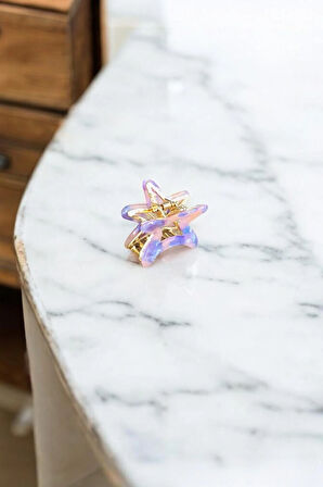 Kadın Minik Altın Detaylı 4 Cm Kemik Mandal Toka