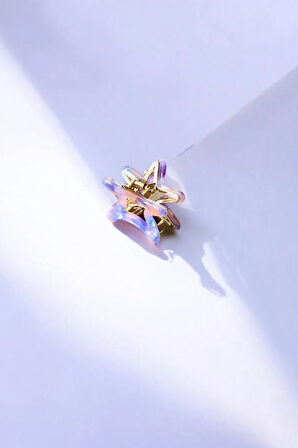 Kadın Minik Altın Detaylı 4 Cm Kemik Mandal Toka