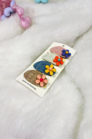 Çocuk 4 Adet Papatya Figürlü 5,5 Cm Çıtçıt Toka