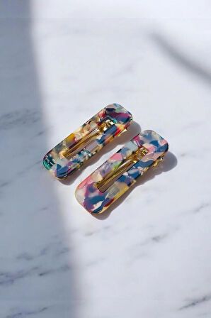 Kadın Akrilik 6,5 Cm Altın Metal Pens Toka