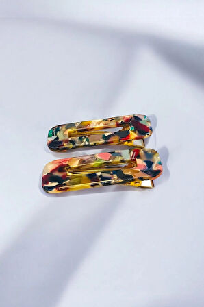 Kadın Akrilik 6,5 Cm Altın Metal Pens Toka