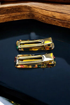 Kadın Akrilik 6,5 Cm Altın Metal Pens Toka