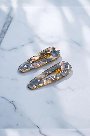 Kadın Akrilik 6,5 Cm Altın Metal Pens Toka