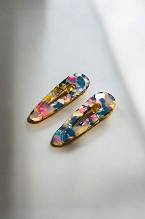 Kadın Akrilik 6,5 Cm Altın Metal Pens Toka