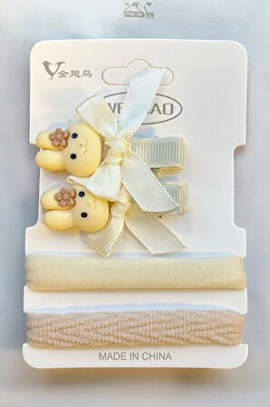 Çocuk Karakterli 2 Adet Pens 2 Adet Lastik Toka Seti