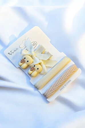 Çocuk Karakterli 2 Adet Pens 2 Adet Lastik Toka Seti