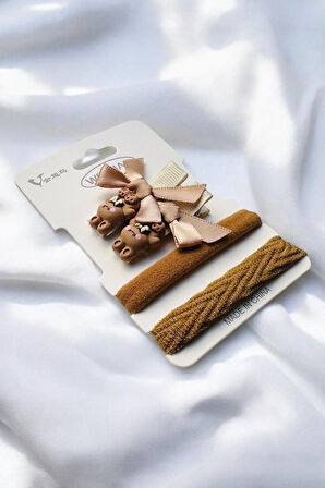 Çocuk Karakterli 2 Adet Pens 2 Adet Lastik Toka Seti