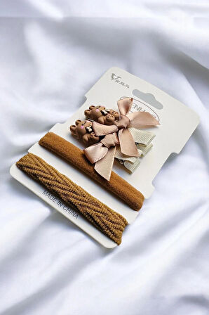 Çocuk Karakterli 2 Adet Pens 2 Adet Lastik Toka Seti