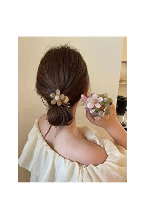 Kadın  Akrilik At Kuyruğu Çiçek Figürlü Lastikli Toka