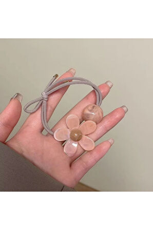 Kadın  Akrilik At Kuyruğu Çiçek Figürlü Lastikli Toka