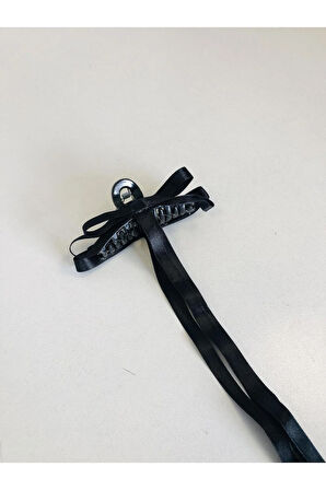 Kadın Renkli Kurdaleli Siyah Mandal Toka (10 Cm)