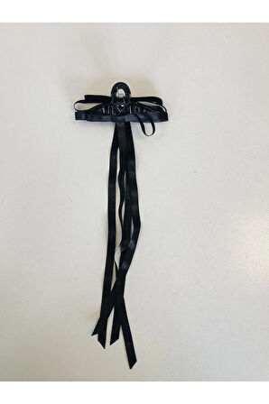 Kadın Renkli Kurdaleli Siyah Mandal Toka (10 Cm)