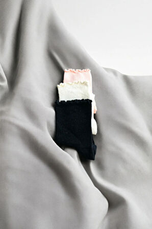 Kadın 3 Adet Fırfırlı Kolej Çorap Seti Yüksek Kalite