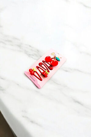 Çocuk Kiraz Figürlü Çıt çıt Ve Pens Toka Seti 5 Adet