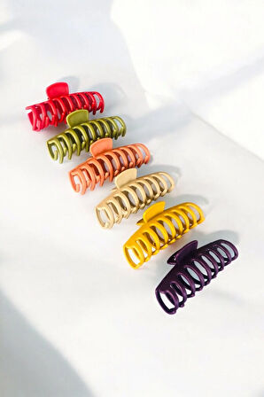 11 cm Büyük Boy Tırpan Model Renkli Kadın Saç Tokası | 6’lı Set – Güçlü Tutuculuk – Mat Yüzey