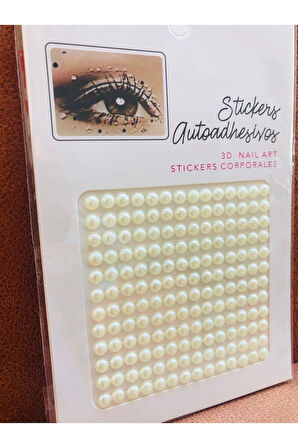 3D İncili Kendinden Yapışkanlı Nail Art ve Yüz Sticker – 168 Adet, Vücut Süsü Tırnak Taşı Saç Süsü