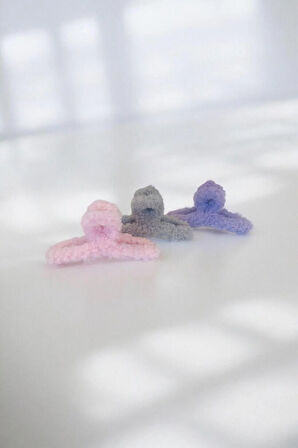 Kadın Peluş Model Kırçıllı 3 Adet Büyük Boy 11 Cm Mandal Toka Seti