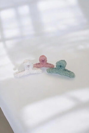 Kadın Peluş Model Kırçıllı 3 Adet Büyük Boy 11 Cm Mandal Toka Seti