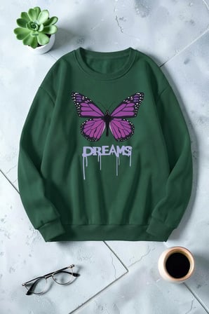 Unisex Dreams Baskılı Bisiklet Yaka Sweatshirt