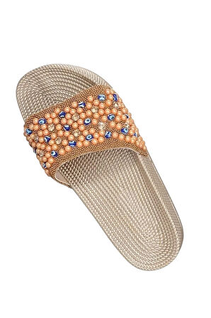 Kadın Boncuklu Günlük Terlik ALTIN