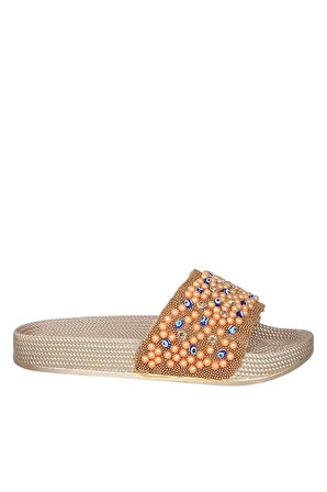 Kadın Boncuklu Günlük Terlik ALTIN