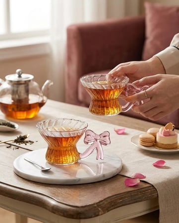 Kurdele Kulplu Pinterest Cam Bardak – Dekoratif Renkli Kulplu Sunum Bardağı | MT-114