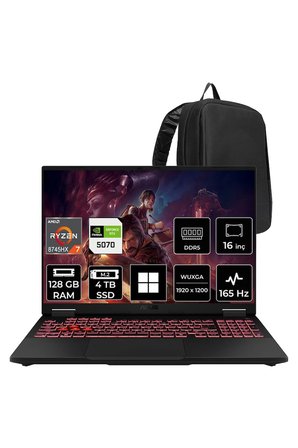 Tuf Gaming A16 AMD Ryzen 7 8745HX RTX 5070 8GB 115W 128GB RAM 4TB SSD 16" WUXGA (1920x1200) IPS 165Hz Win11 Home FA608PPRV15P419 Gaming Laptop + PER4 Çanta