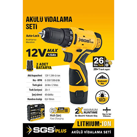 Sgs 5131 Li-on 12 V Çift Akülü Vidalama Makinesi