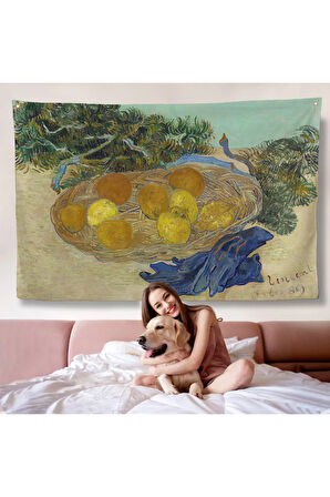 Vincent Van Gogh - Mavi Eldivenli Portakal ve Limonların Natürmortu Duvar Örtüsü-7188