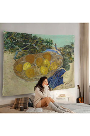 Vincent Van Gogh - Mavi Eldivenli Portakal ve Limonların Natürmortu Duvar Örtüsü-7188