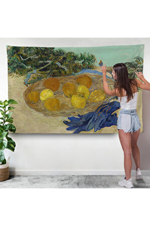 Vincent Van Gogh - Mavi Eldivenli Portakal ve Limonların Natürmortu Duvar Örtüsü-7188