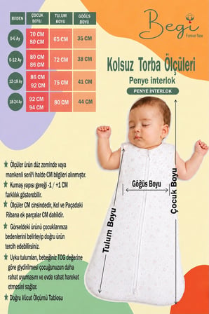 1.5 TOG ASKILI ÇITÇITLI İÇ ASTARLI KUNDAK UYKU TULUMU %100 PAMUK