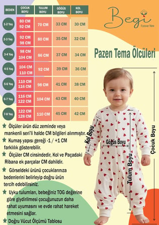 Begi Pazen Kumaş Uzun Kollu Kolu Çıkabilen Çocuk Uyku Tulumu %100 Pamuk 1.0 TOG