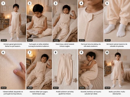Begi İnterlok Geniş Askılı Çocuk Uyku Tulumu %100 Pamuk Kumaş 1.0 TOG