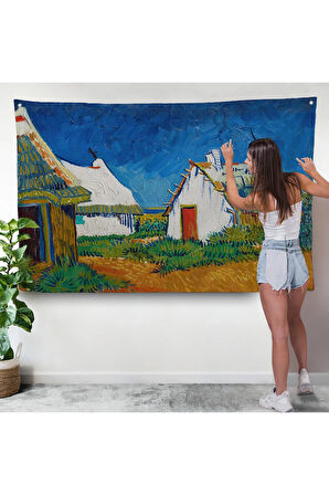 Vincent Van Gogh - Saintes Maries'de Üç Beyaz Kulübe Duvar Örtüsü-7189