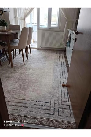 Yıkanabilir Yolluk Halı Kaymaz Taban Salon Mutfak Açık Gri