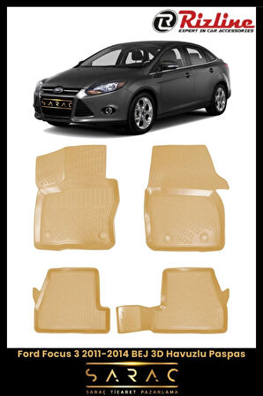 Rizline Ford Focus 2013 Model BEJ 3D Havuzlu Paspas