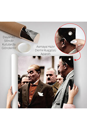 Muatafa Kemal Atatürk Yurttaş İle Konuma Duvar Örtüsü-7193