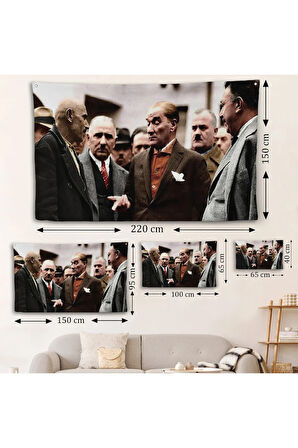 Muatafa Kemal Atatürk Yurttaş İle Konuma Duvar Örtüsü-7193