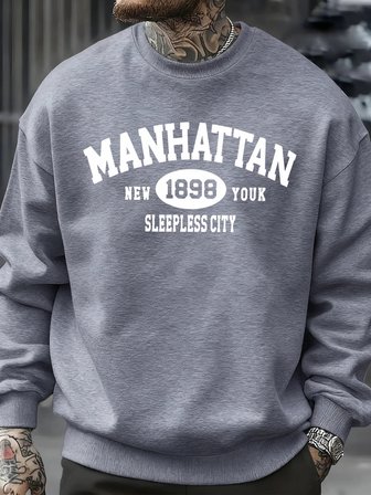 Manhattan New York Sleepless City Desen Erkek Kazak Bisiklet Yaka Günlük Kazak Sonbahar Sokak