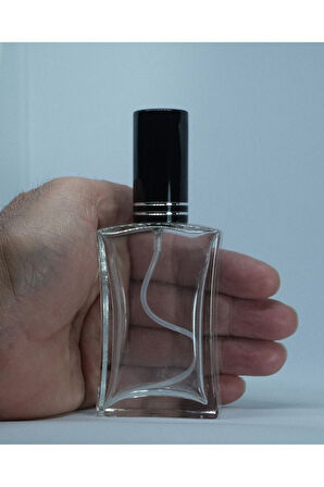 BOŞ PARFÜM ŞİŞESİ 50 ML (2 ADET) İÇBÜKEY SİYAH METAL VALF VE KAPAK