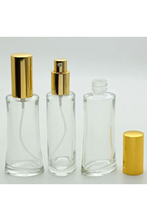 BOŞ PARFÜM ŞİŞESİ 50 ML (2 ADET) EYFEL SARI METAL VALF VE KAPAK ŞİŞE