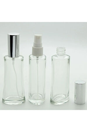 PARFÜM ŞİŞESİ 50 ML (2 ADET) İÇBÜKEY GRİ KAPAK PLASTİK VALF BOŞ ŞİŞE