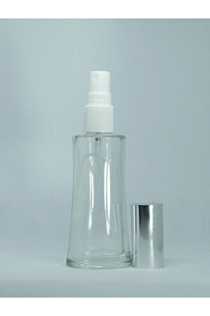 PARFÜM ŞİŞESİ 50 ML (2 ADET) EYFEL GRİ KAPAK PLASTİK VALF BOŞ ŞİŞE